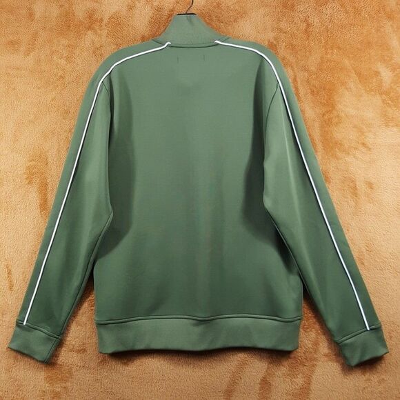 KARL LAGERFELD Track Jacket Mens Medium Green Side Stripe Zip Up Logo $149 - Picture 7 of 11